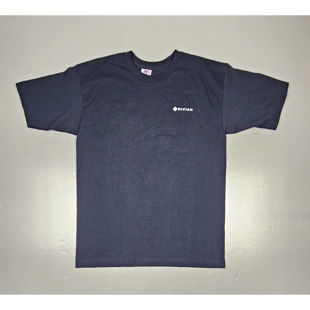 Rivian EV T-Shirt Mens Med. Black Bayside Short Sleeve Double-sided.‎